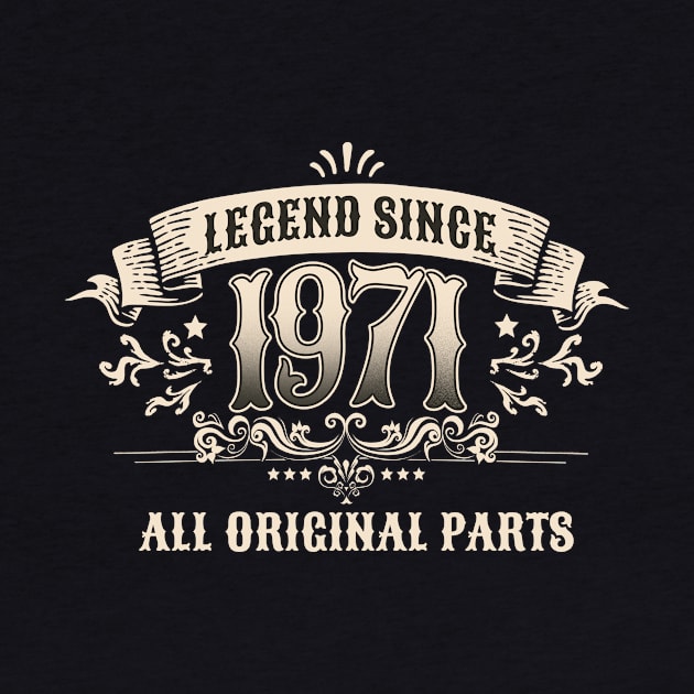 Retro Vintage Birthday Legend Since 1971 All Original Parts by star trek fanart and more